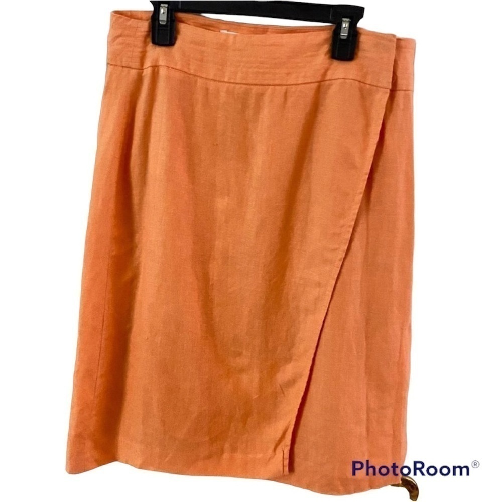 CARBONE French Peach Linen Wrap Skirt Size EU 42/Size Medium